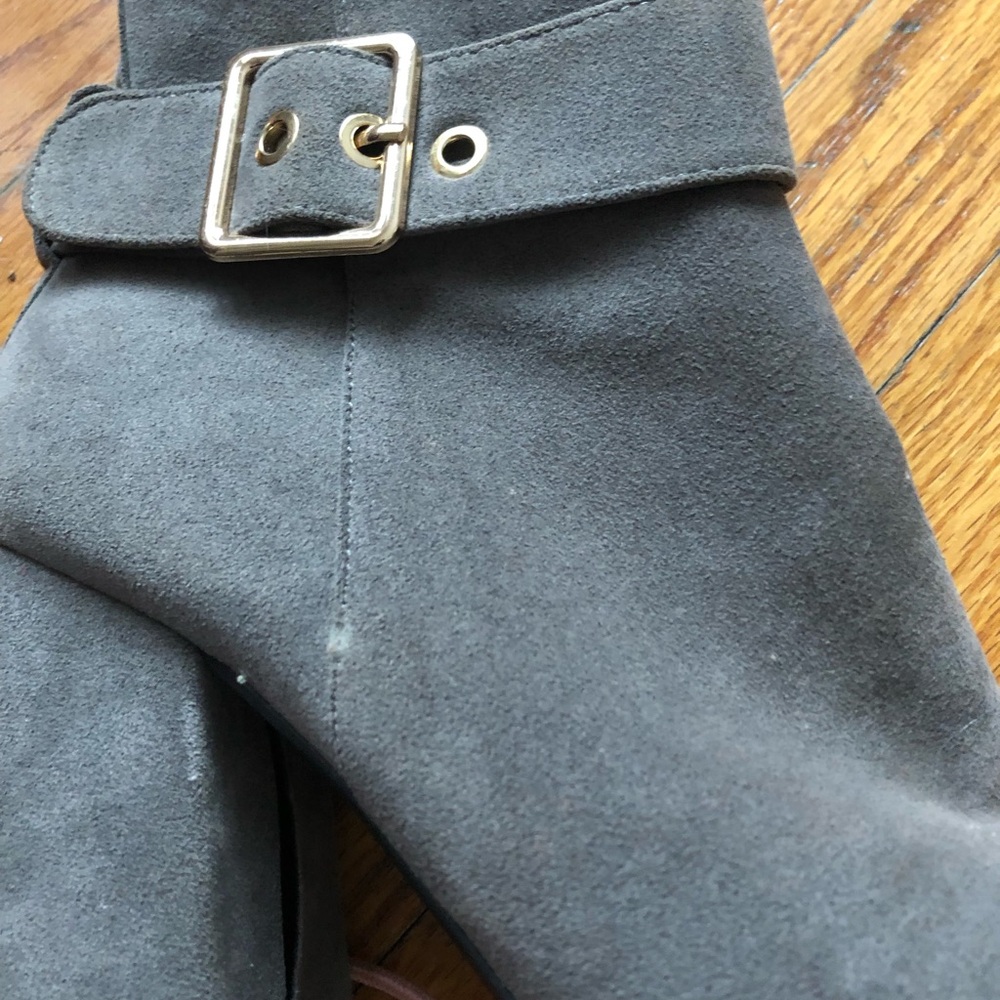 Liliana Gray Ankle Boots with Silver Buckle